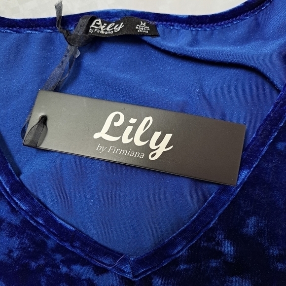 LILY by‎ Firmiana Blue Royal Velvet Blouse - Picture 5 of 8